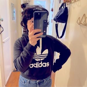 Cropped Adidas Hoodie with Fat Laces Drawstring-